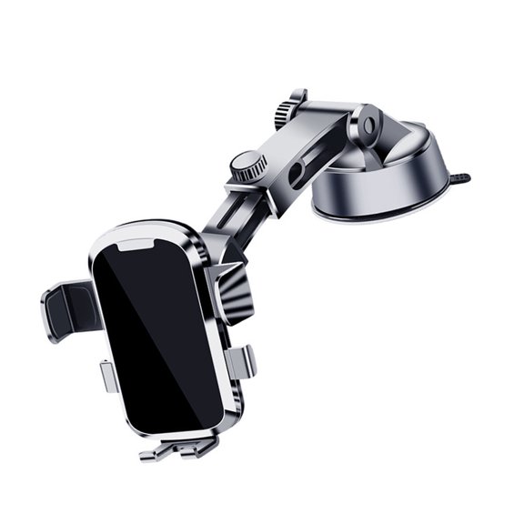Car Mount for 4-7 Inch Phones, Suction Cup Phone Holder with Adjustable Arm, Dashboard Windshield Placement and Open Bottom Charging Access