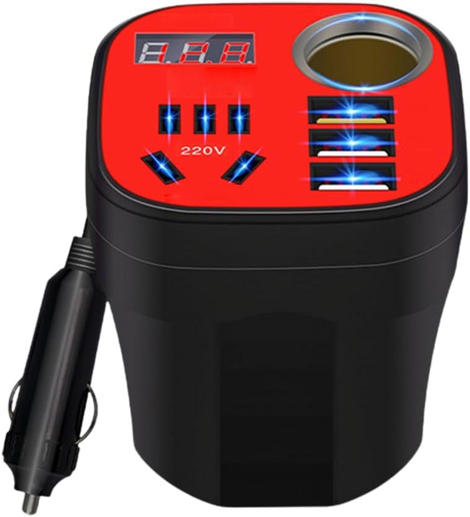 Car Mounted Cup Type Inverter Converter QC Charger, 200W Car Power