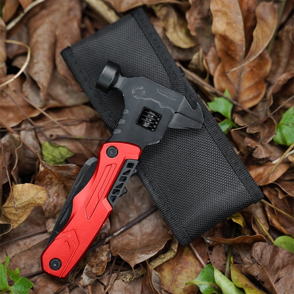 Car Mounted Portable Combination Tool, Rvkxad Multifunctional Outdoor Camping Repair Pliers, Aluminum Alloy Stainless Steel Multi-Tool for Emergency Vehicle Maintenance, Red