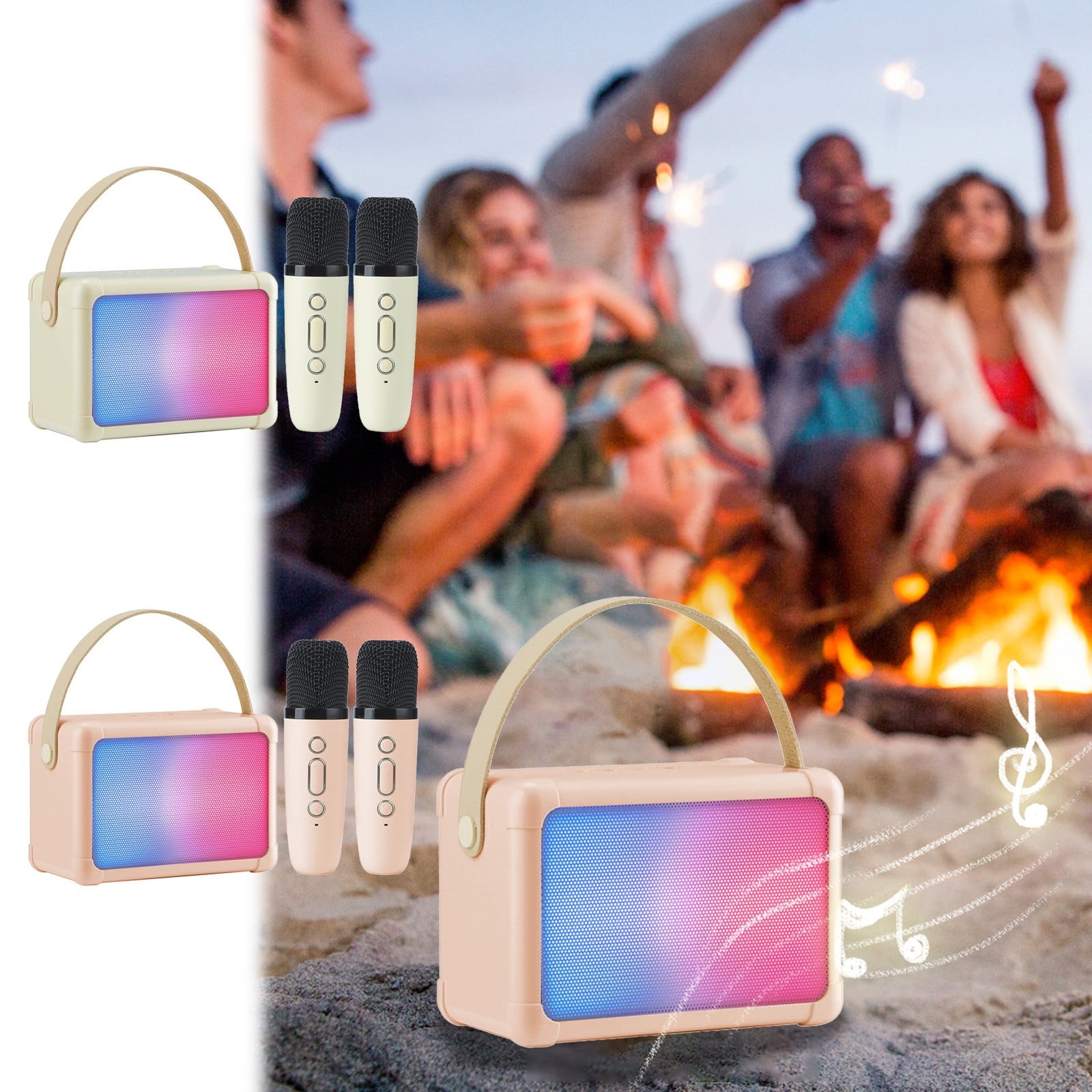 Car-Mounted RGB Bluetooth Speaker, Portable Desktop and Outdoor Mini Karaoke with Colored Lights, Voice Prompt Audio, 5W Gift for Travel, Home, or Sports Activities