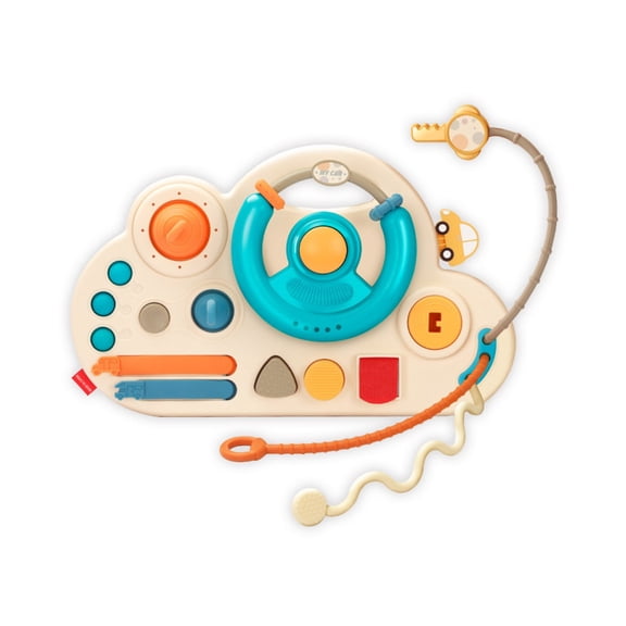 Car Mounted Steering Wheel Toy, Interactive Busy Board Activity Toy, Simulation Driving Learning Toy, Portable Travel Entertainment Accessory, Sensory Exploration Play Center
