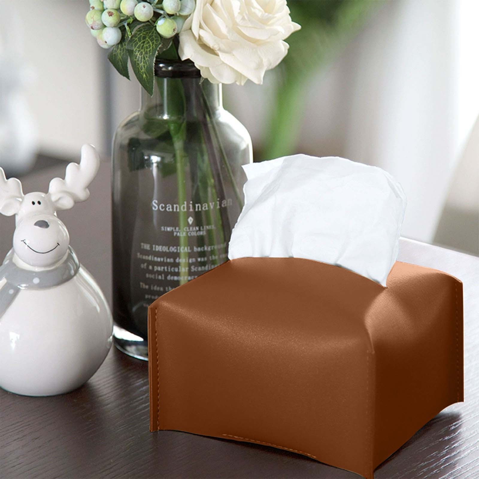 Car Mounted Tissue Box Large Leather Tissue Box Living Room Bathroom