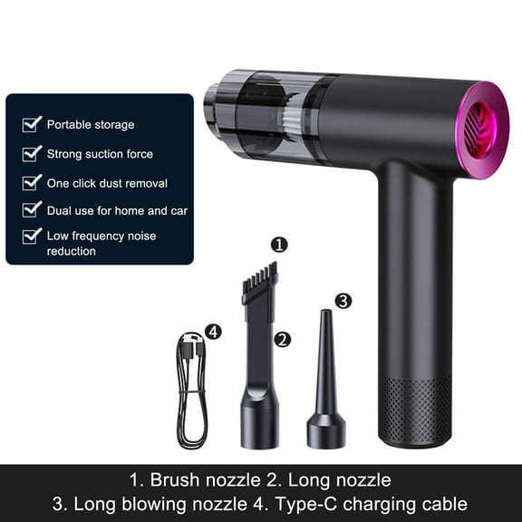 Car Mounted Vacuum Cleaner Wireless, Portable Handheld Home and Auto Cleaner, Strong Suction 4800Pa, Multi-Accessory Nozzle, Easy Dirt Removal from Car Seats, Dashboards, Furniture