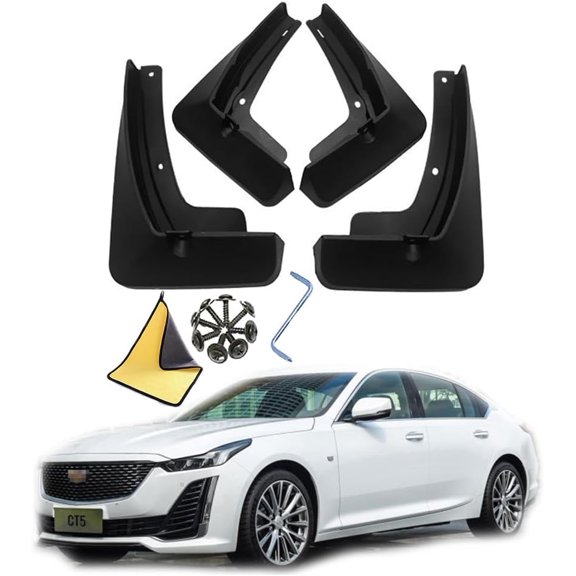 Car Mudguard Mud Flaps for 2025 Cadillac CT5 2020-2024 Molded Custom Front and Rear Mudflaps Splash Guards Fender Flares Kit 4-PC Auto Accessories,Send 1 Car Wash Towel,Ct5