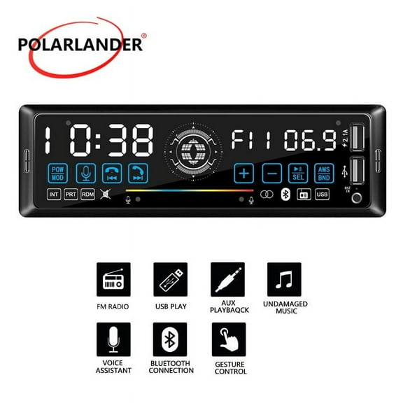 Car Multimedia Player FM 6.5 Inch 12V AUX Gesture Control Touch Screen Colorful Display MP3 Voice Assistant Bluetooth 1 Din USB