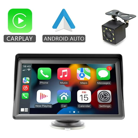 Car Multimedia Video Player, 7-inch Portable Touchscreen with USB/AUX for Rearview Camera, Supports CarPlay & Android