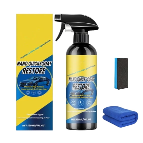 Car Nano Quick-Coat Restore 4.1 fl oz, Ultra-Hydrophobic Formula, Waterless Coating Agent, Deep Gloss Shine, Long-Lasting Polish for Car, Motorcycle, Boat