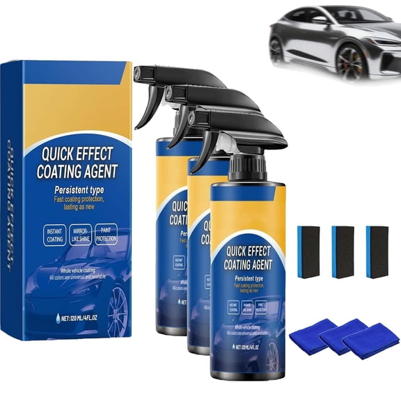 Car Nano Quick-Coat Restore-Coating Spray, Quick Restore & Mirror Shine, Advanced Car Quick-Acting Coating Agent Spray, Nano Hydrophobic Ceramic Coating Spray, Oil Film Emulsion Glass Cleaner (3PC)