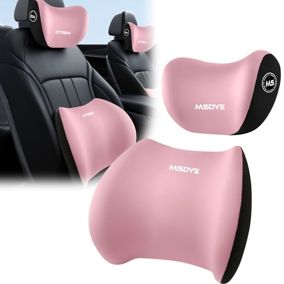 Car Neck And Lumbar Pillow Kit, Ergonomic Seat Support Cushion Breathable Removable Cover Adjustable Strap Design, for Driving Office Work Travel Seating Back Neck Shoulder Relief
