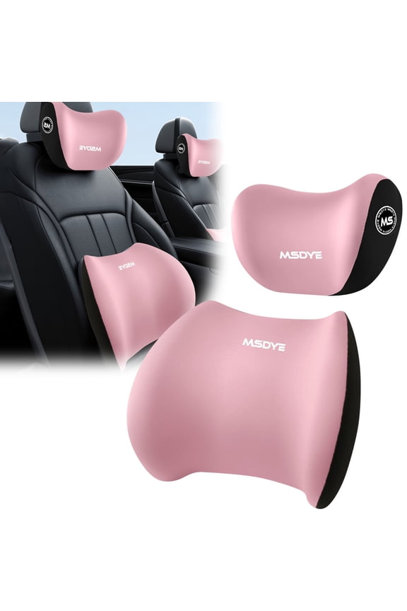 Car Neck And Lumbar Pillow Kit, Ergonomic Seat Support Cushion Breathable Removable Cover Adjustable Strap Design, for Driving Office Work Travel Seating Back Neck Shoulder Relief