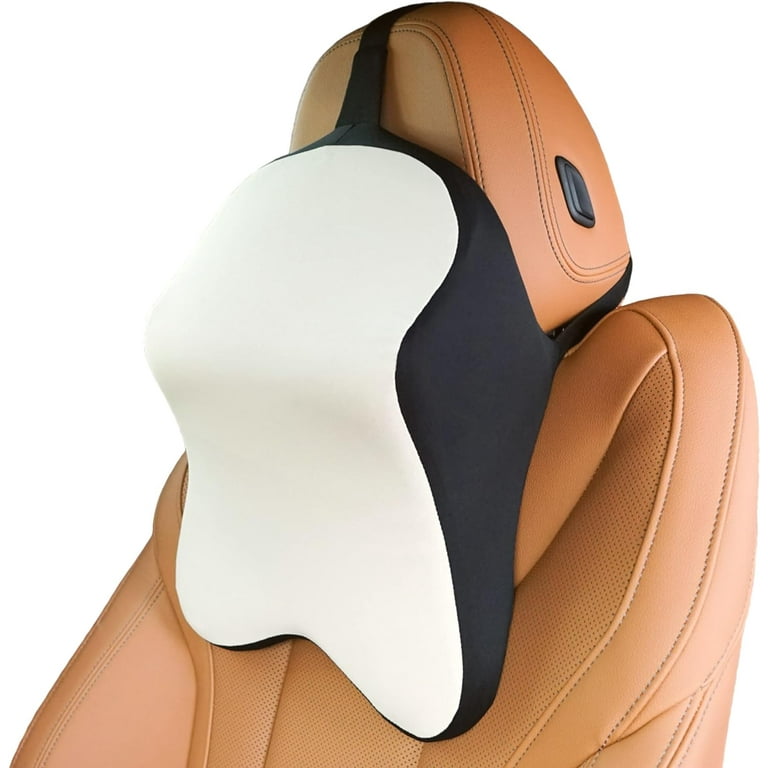 Car Neck Pillow 100 Memory Foam Ergonomic Neck Support Car Pillow for Driving Seat Washable Cover Car Headrest Pillow Cushion Travel Pillows Universal Fit Cream White Standard Walmart