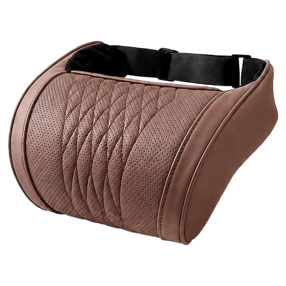Car Neck Pillow for Driving Headrest, Memory Foam, Soft Comfortable Leather Seat, Head Rest Pillow, Headrest Travel Neck Support Cushion for Most Cars _ 1pc Brown