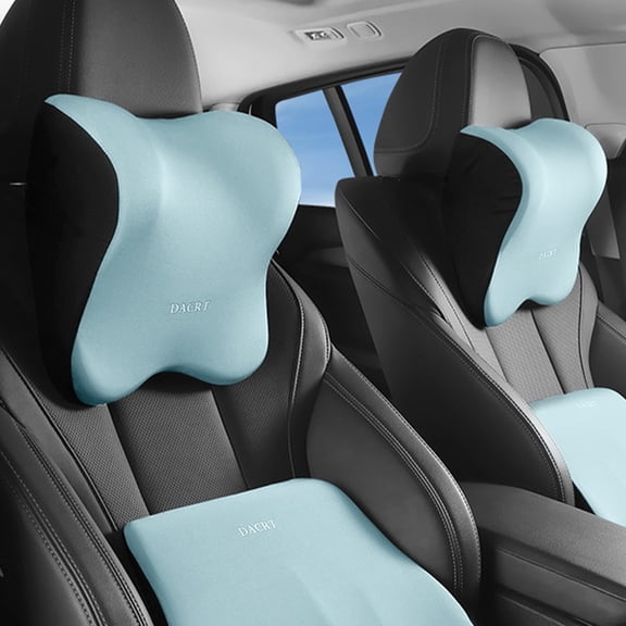 Car Neck Pillow Memory Foam Headrest Cushion Pressure Relief Neck Support Soft Breathable Fabric Pillow For Vehicle Seat Travel Rest Use(Blue)