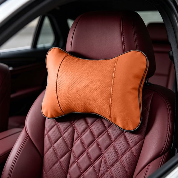 Aff*ordable!Car Neck Pillow PU Leather Auto Headrest Cushion, Ergonomic Cervical Support Pillow for Driver Passengers, Soft Memory Foam, Reduces Neck Strain, Adjustable Straps for Most Seats