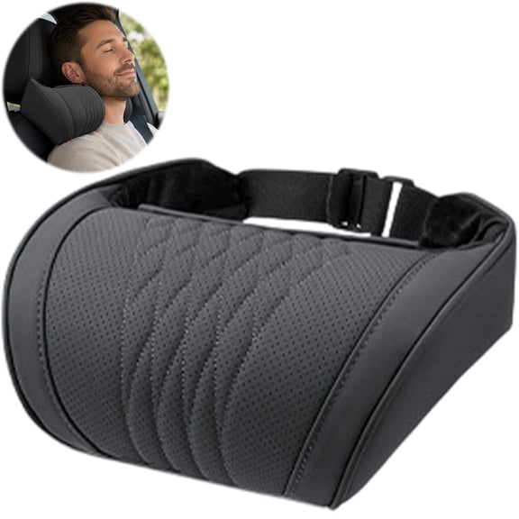 Car Neck Pillow for Driving Memory Foam Leather Headrest Neck Support Cushion, Black, for Most Cars SUV Home Office Chair