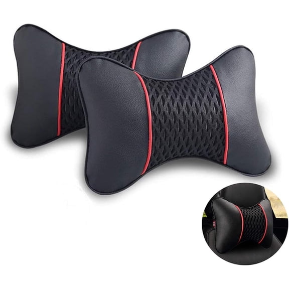 Car Neck Pillows 1 Pair Both Side PU Leather Car Headrest Pillow for Most Cars Driving Seat Automotive Neck Support Adjustable Auto Neck Pillow Neck Shoulder Pain Relief