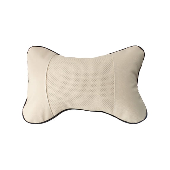 Car Neck Pillows PU Leather Headrest Fit for Most Cars Filled Cotton Universal Car Pillow, Beige