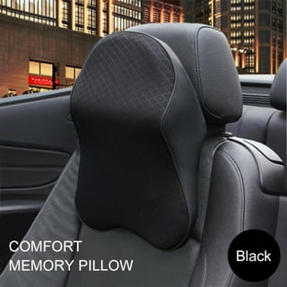 AllTopBargains 1 Head Neck Car Pillow Travel Auto Seat Rest Leather Cushion Pad Headrest Bone, Women's, Black