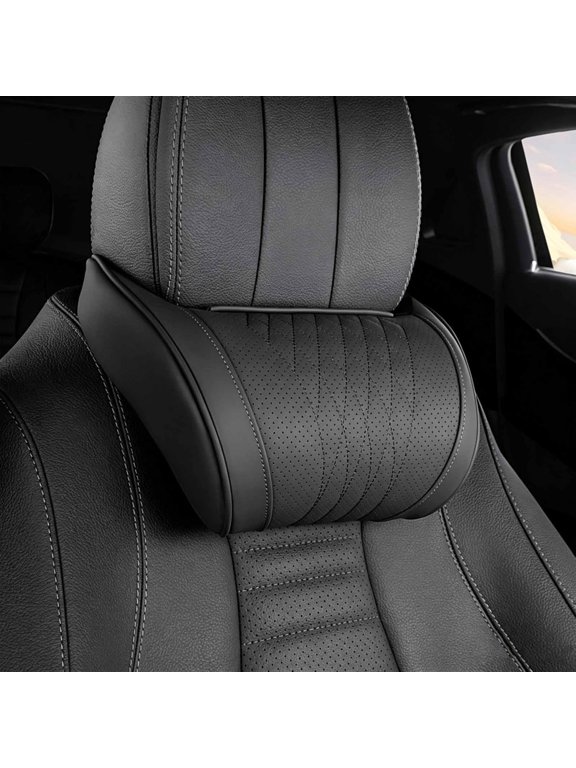Car Neck Support Pillow for Driving, Universal Memory Foam Car Headrest Neck Pillow, Soft Comfortable Leather Seat Head Rest Pillow Headrest Travel Neck Support Cushion for Most Cars