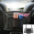 thumbnail image 1 of Car Net Pocket Handbag Holder, Kvago 1 Pc Car Mesh Organizer Between Front Seats, Hanging Car Storage Organizer for Handbag Purse, Car Accessories for Women and Men, Pet / Kids Car Barrier (Black), 1 of 8