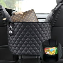 Car Net Pocket Handbag Holder,Purse Holder for Between Seats,Leather Seat Back Organizer Mesh Large Capacity Bag