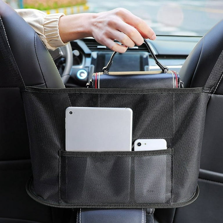 Car Net Pocket Handbag Holder Purse Organizer Seat Side Storage Mesh Bag  for Universal car Black/Red