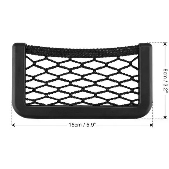 Car Net Pocket Organizer, Hanging Storage Bag for Phone, Cards and Coins, Interior Accessory for Seat Side