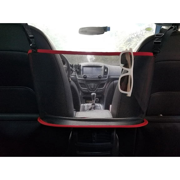 Car Net Pocket for Purses & Bags - Front Seat Mesh Organizer, Driver Storage Netting Pouch, Handbag Holder Attaches to Headrest(Red)