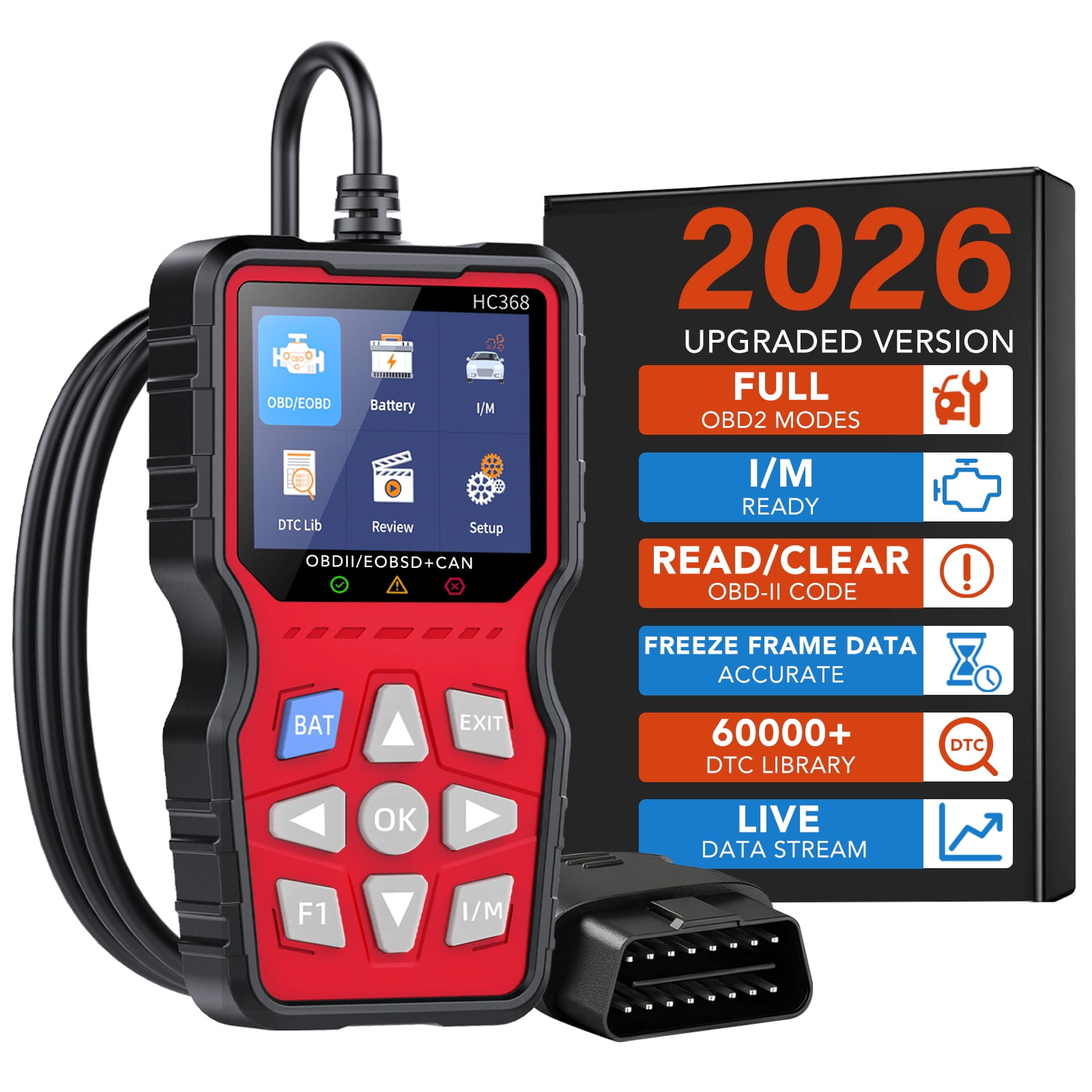 OBD2 Scanner Diagnostic Tool, Check Engine Code Reader & Car Scanner ...