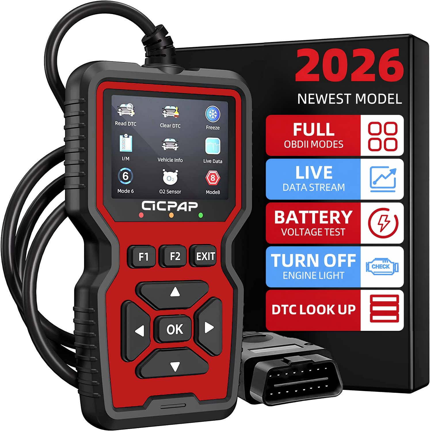 Car OBD2 Scanner Diagnostic Tool, Comprehensive Car Code Reader for All Cars, CICPAP Engine Fault Scanner CAN Diagnostic Scan Tool for All Vehicles after 1996