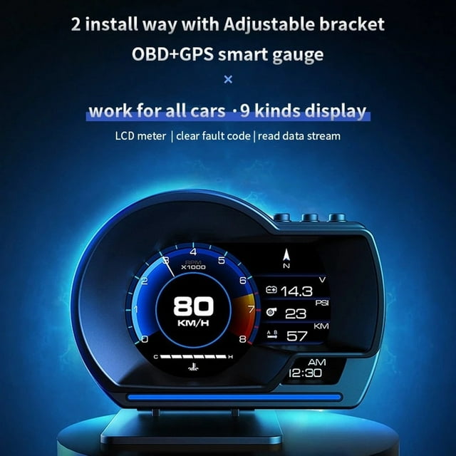 Car Obd2 Gps MultiFunction Gauge HeadUp Display Hud Speedometer Rpm
