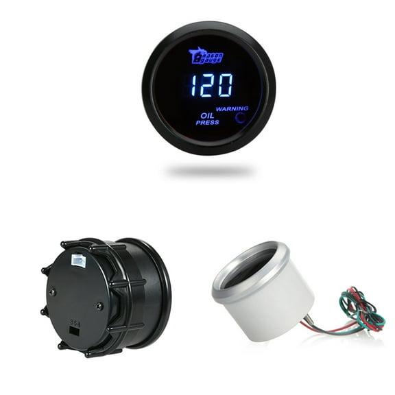 Car Oil Pressure Meter Gauge with Sensor for Auto Car 52mm 2in Digital LCD 0~120PSI Warning Light