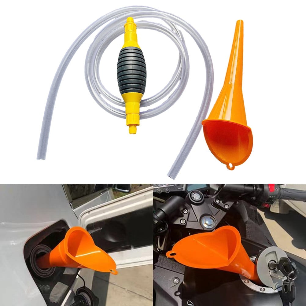 Car Oil Sucker Manual Fuel Tank Suction Hose Oil Pump 2M Tube With Funnel