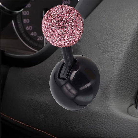 Car One-Button Start Lever Decorative Rhinestone Ball Start Cover Decoration New-Pink