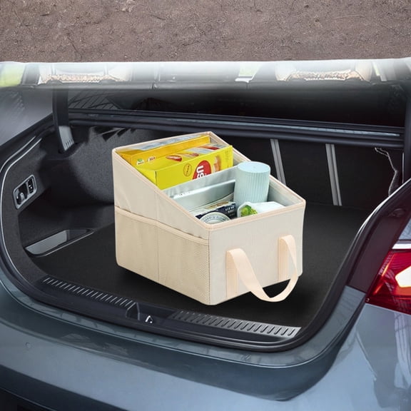 Car Organizer, Automotive Passenger Seat Organizer, Car Caddy with Multiple Compartments & Pockets, Foldable Car Seat Organizer, Small Vehicle Storage Organizers for Front and Back Seat, Trunk, Floor