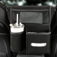 thumbnail image 1 of Car Organizer Bag Between Front Seats - Suede Leather Car Mesh Organizer for Purse, Handbag, Tissue, Easy to Install, 34x27x9.5cm, 1 of 6