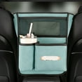 thumbnail image 1 of Car Organizer Bag Between Front Seats Suede Leather Mesh Storage for Purse Handbag Tissue Tablet Magazine Barrier Easy Install Front Seat Console Net for Clean Interior, 1 of 6