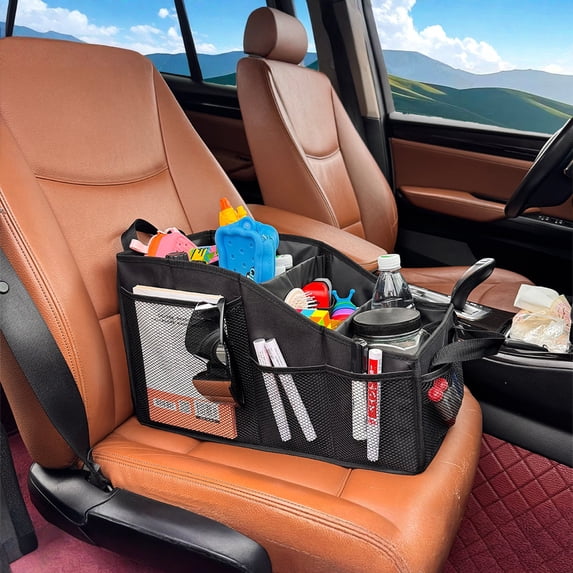 Car Organizer - Car Organizers and Storage, Collapsible Small Car Seat Storage Organizer for Console Front/Back, Automotive Backseat Organizer Passenger Seat Organizer