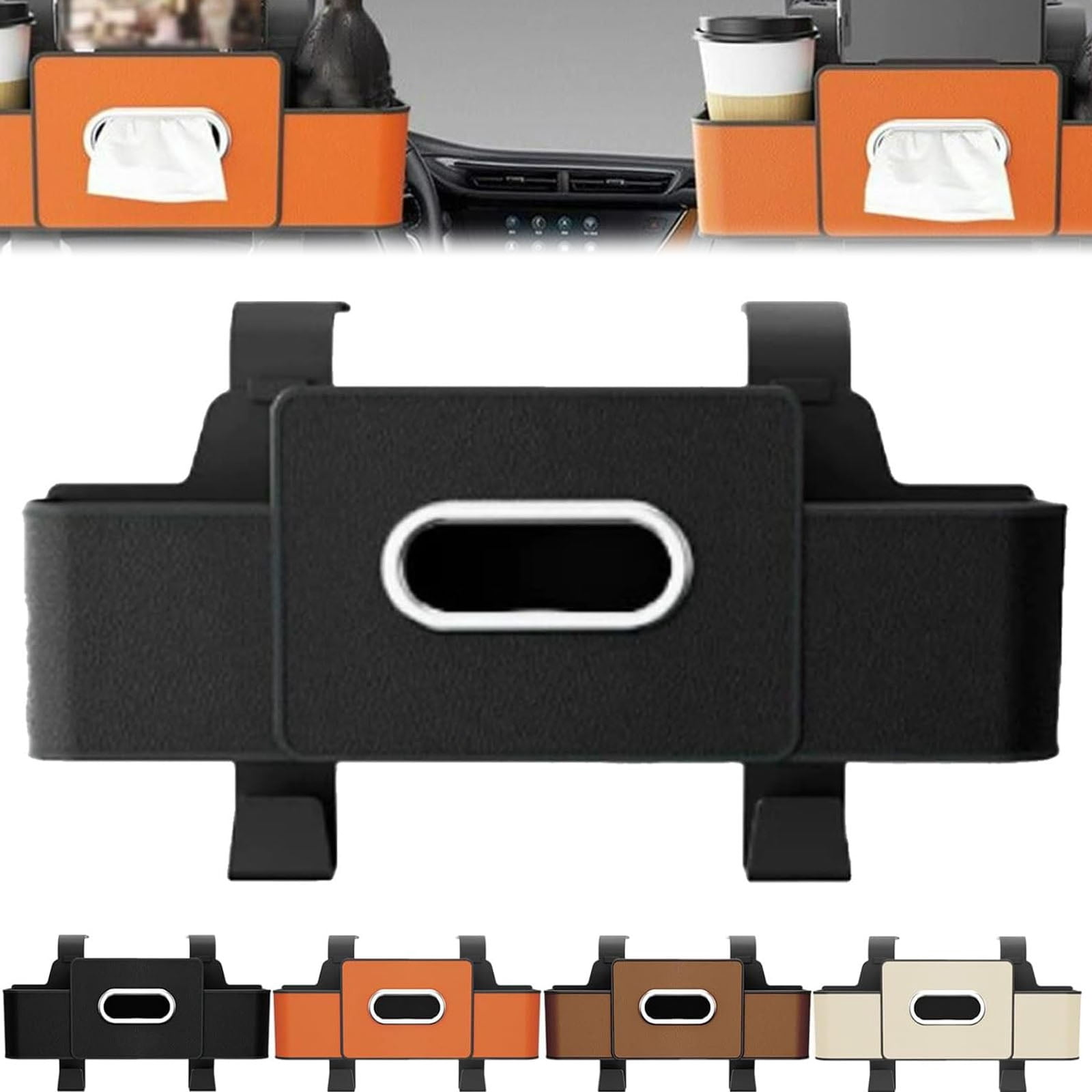 Car Organizers and Storage Box, 4 in 1 Multifunctional  Car Organizer and Storage Box Back Seat, Car Headrest Backseat Organizer for Hold Phone, Drinks, Handbag, Car Accessories