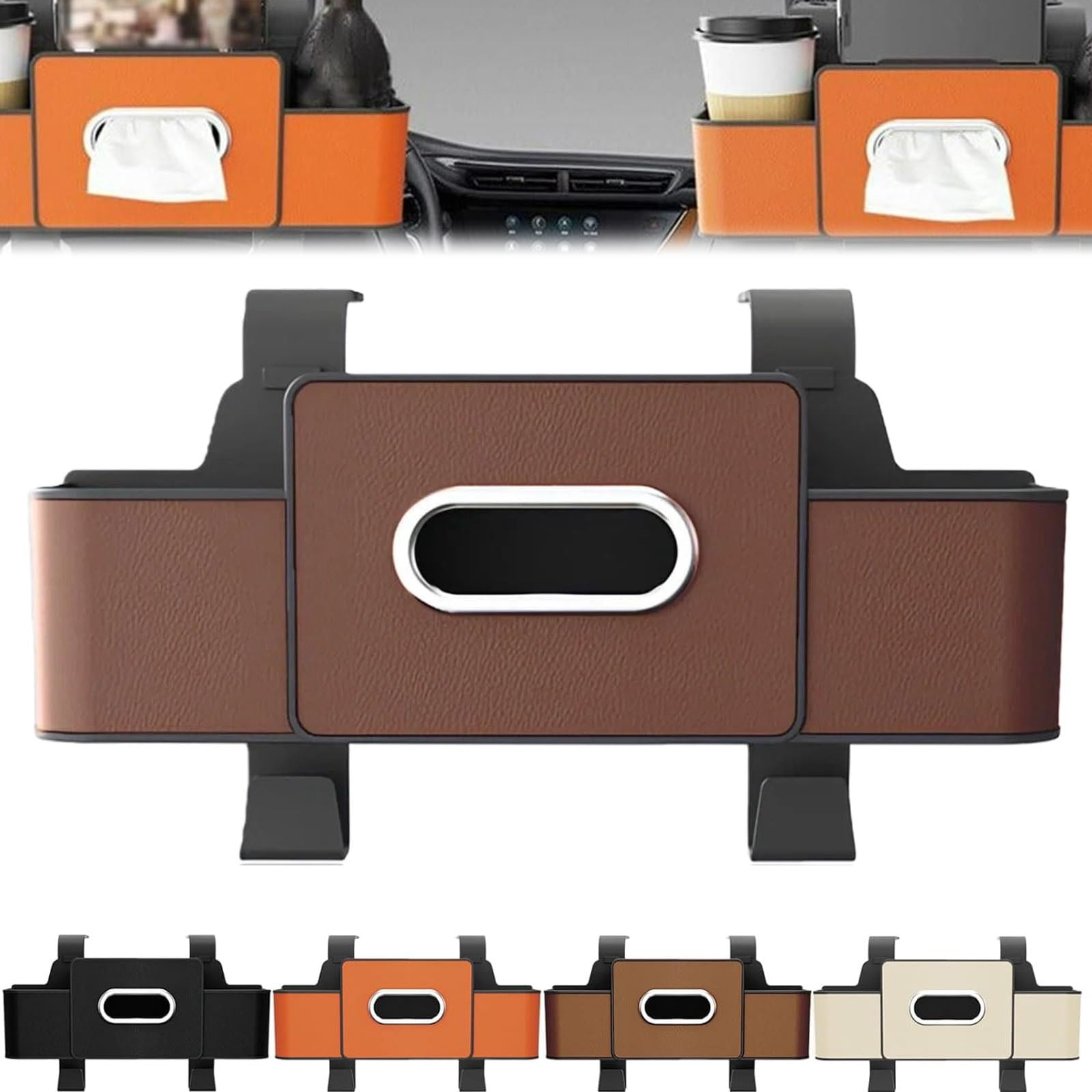Car Organizers and Storage Box, 4 in 1 Multifunctional  Car Organizer and Storage Box Back Seat, Car Headrest Backseat Organizer for Hold Phone, Drinks, Handbag, Car Accessories