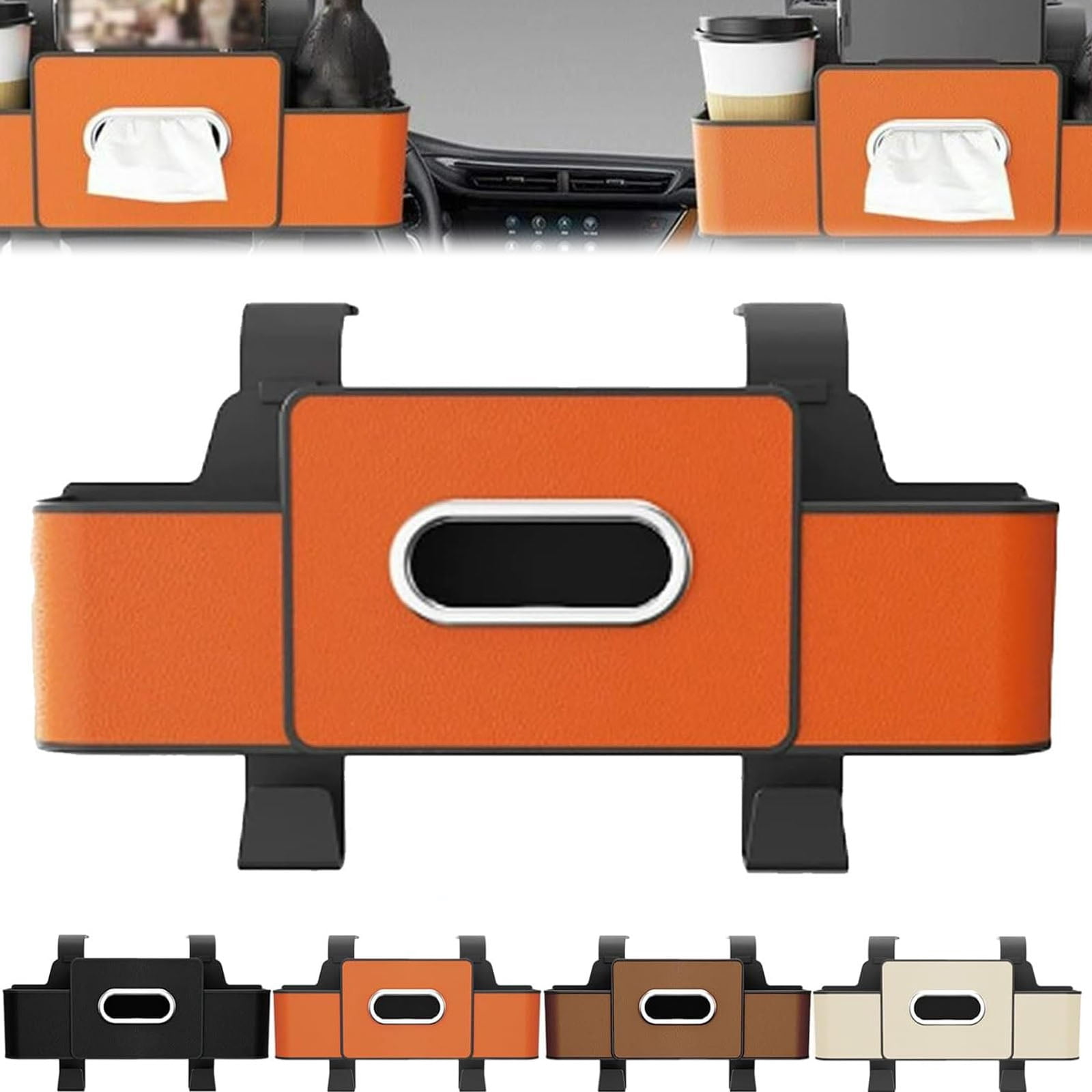 Car Organizers and Storage Box, 4 in 1 Multifunctional  Car Organizer and Storage Box Back Seat, Car Headrest Backseat Organizer for Hold Phone, Drinks, Handbag, Car Accessories