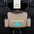 thumbnail image 1 of Car Organizers and Storage, Leather Car Storage Pocket Between Seats Back Seat Hanging Bag Car Purse Holder Large Capacity Automotive Consoles and Organizers (Beige), 1 of 3
