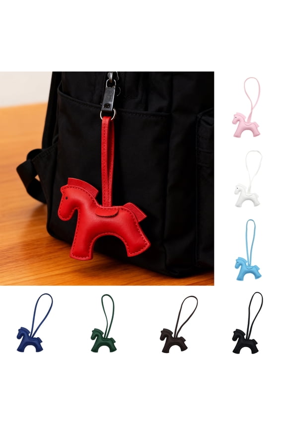 Car Ornament Faux Leather Horse Charm Small Dainty Keychain Car Interiors Purse Backpack Accessories