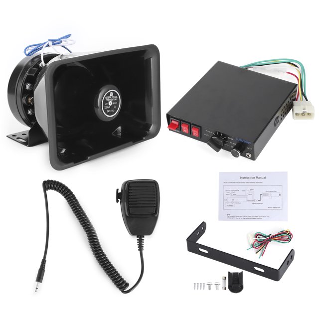 Car PA System Warning Alarm Fire Siren Horn 200W 8 Sound Loud Megaphone