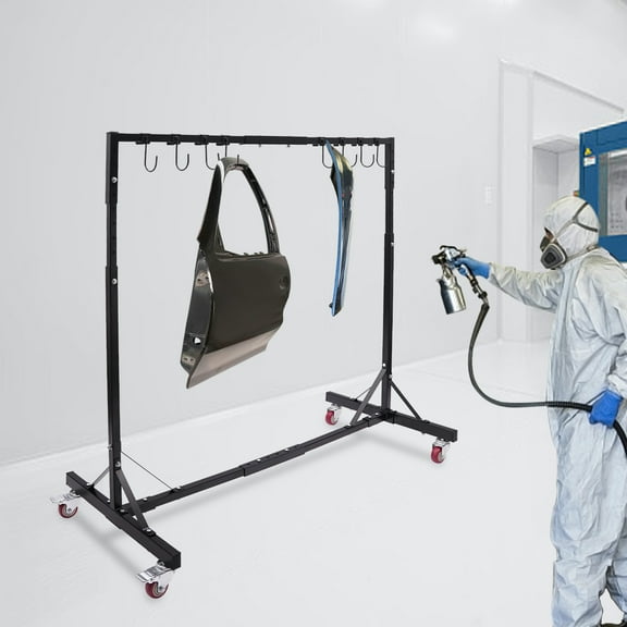 Car Paint Hanger W/Adjustable Height & Length - Extendable 5-7Ft Painting Rack - Paint Hanger Hooks with Swivel Locking Wheels