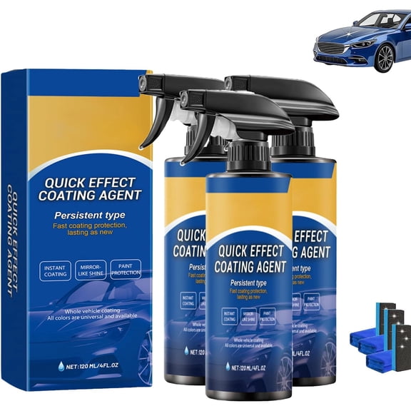 Car Paint Spray for Shine and Protection,Quick Effect Coating Agent for Car,Easy-to-Spray Auto Paint Protection and Glass Cleaner for Vehicle (3PC)