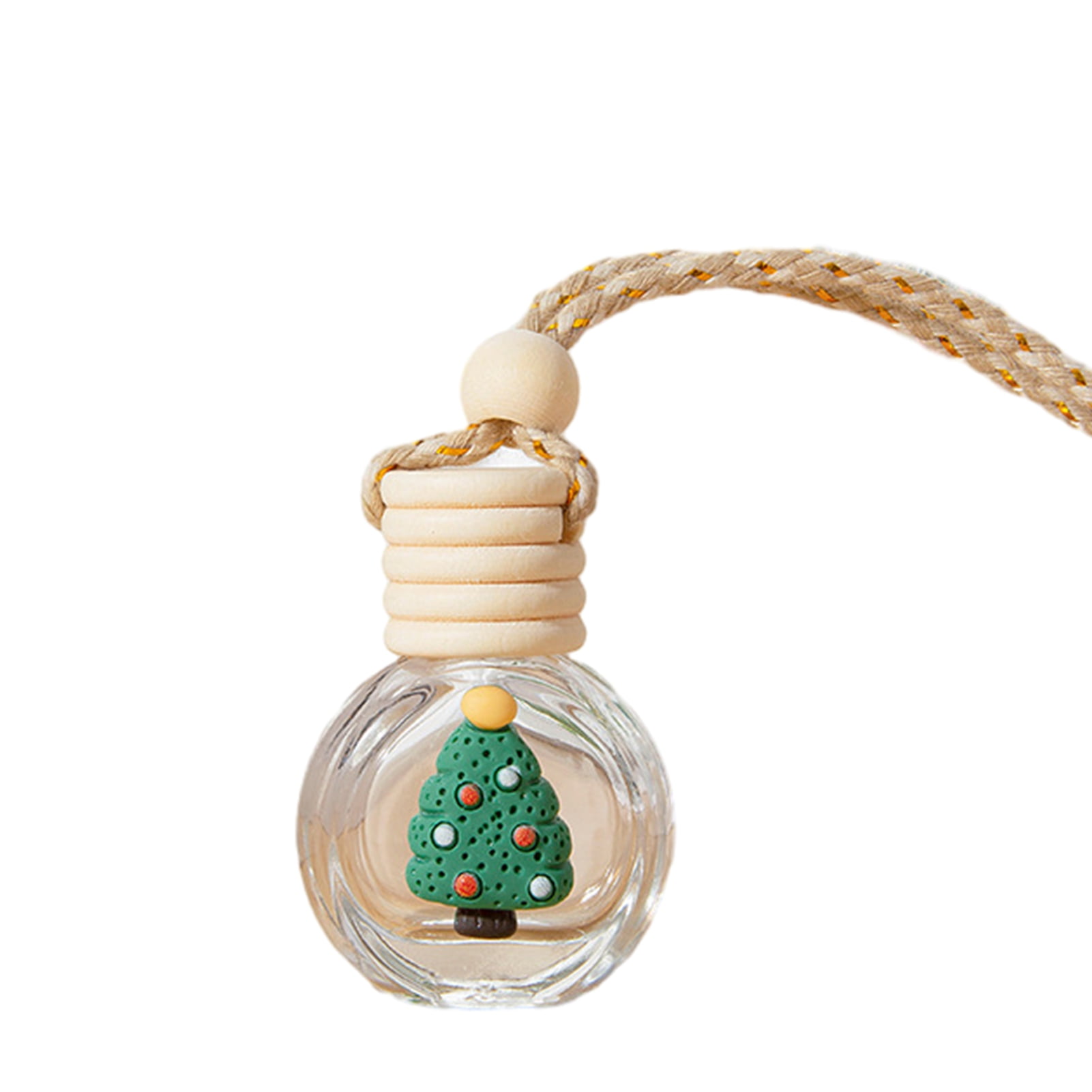 Car Pendant Perfume Bottle Wood Lid Cute Santa Snowman Tree Gift Box