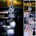thumbnail image 1 of Car Pendant Rhinestone Swan Plush Ball Rear View Mirror Hanging Decor Accessorie, 1 of 9