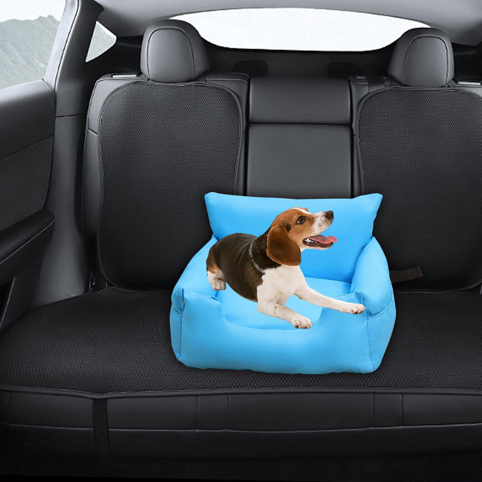 Car Pet Dog Bed Small Dogs Seat Dog Bed Anti Slip Bottom Adjustable Strap Blue