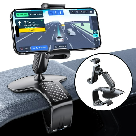 Car Phone Clip Holder for Dashboard, 360 Degree Rotation Multifunctional Car Dashboard Mobile Phone Holder Clip Dashboard Cell Phone Holder Mount for Car Dash Phone Holder Stand for 4-7" Smartphones